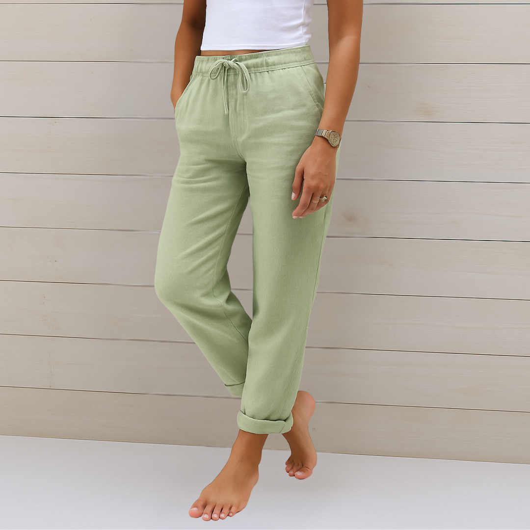 Maas & Mode® | comfortabele ademende linnen stretchbroek