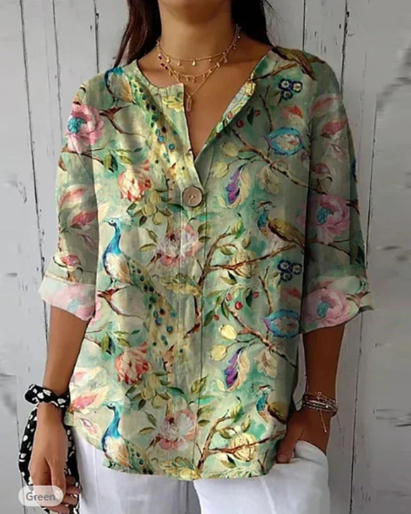 Maas & Mode® | Bloemige Vintage Blouse