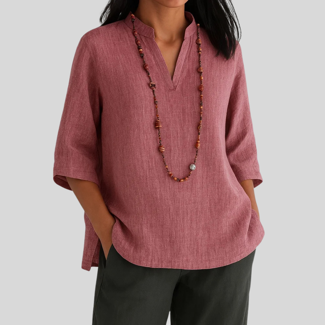 Maas & Mode® | Linnen blouse met relaxte elegantie