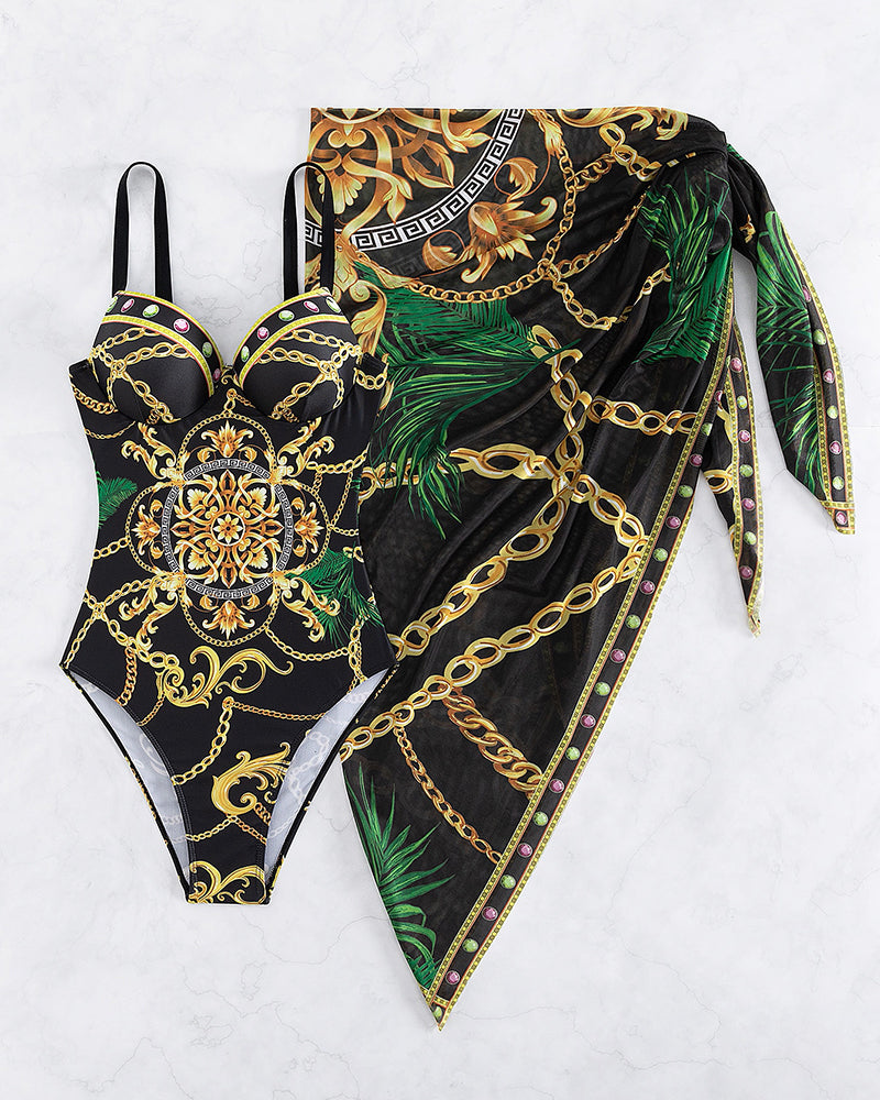 Darius - Eén stuk badpak met push-up effect en bijpassende sarong