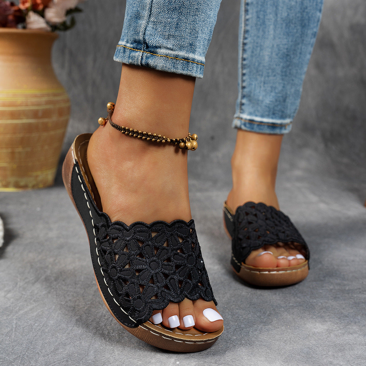Maas & Mode® | Ademende orthopedische sandalen met open teen