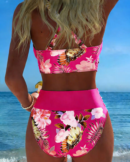 Bikini - Contrasterende Bloemenprint en Opening