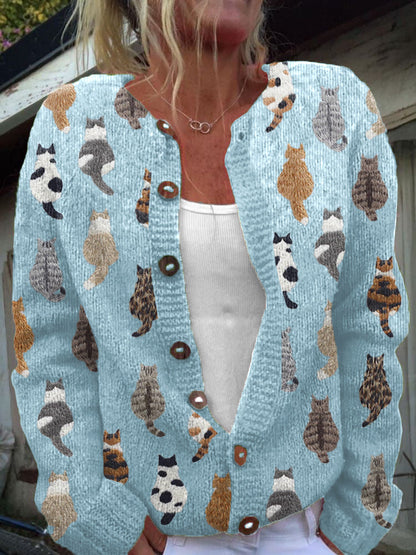 Maas & Mode® | De Kattenprint Cardigan
