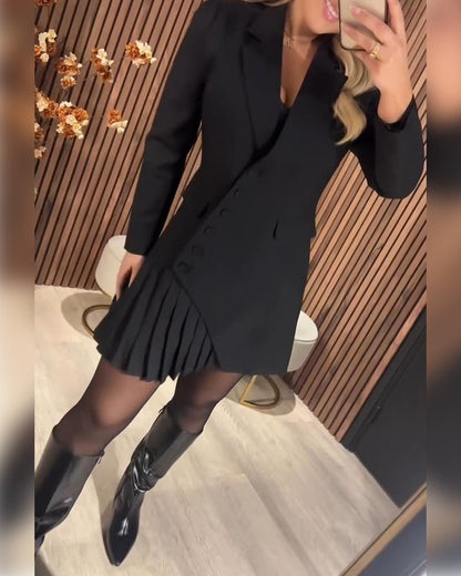 Maas & Mode® | Jurk met revers en blazerlook