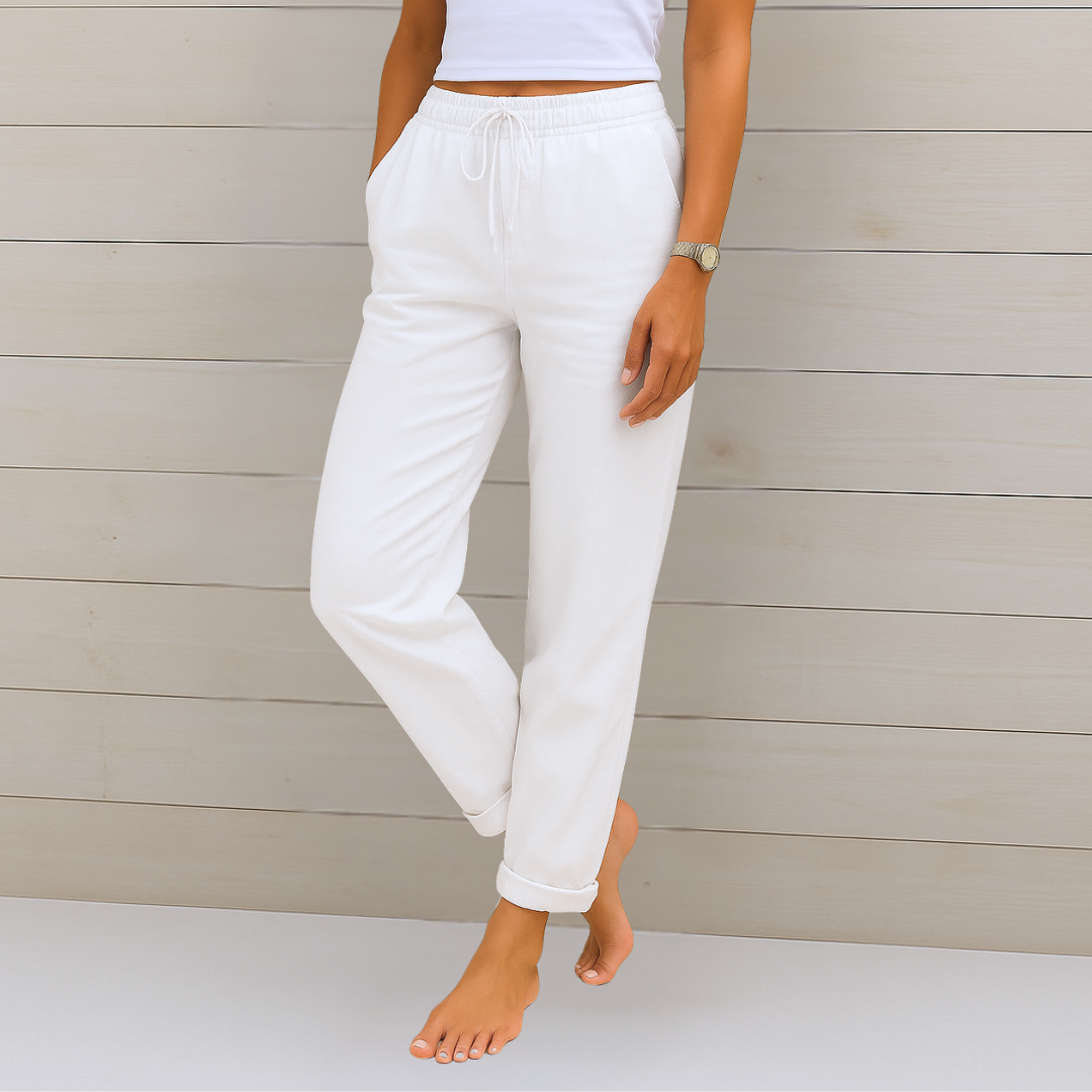 Maas & Mode® | comfortabele ademende linnen stretchbroek