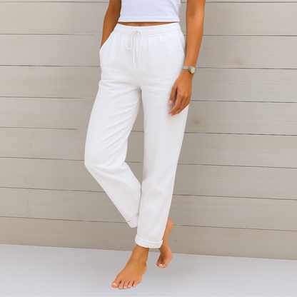 Maas & Mode® | comfortabele ademende linnen stretchbroek
