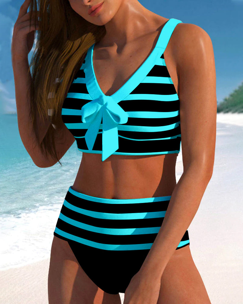 Lula - Hoge taille gestreepte bikini