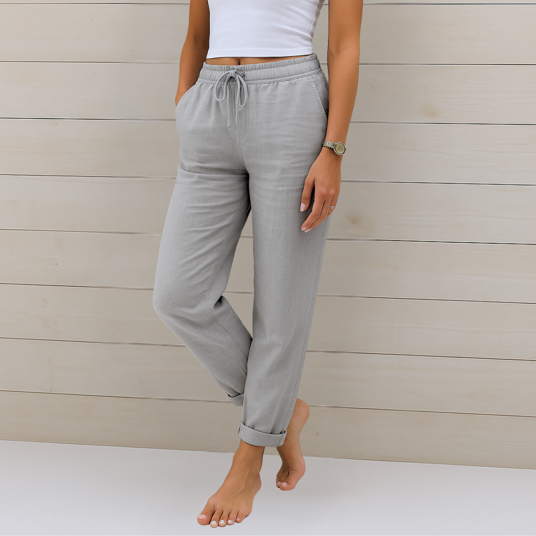 Maas & Mode® | comfortabele ademende linnen stretchbroek