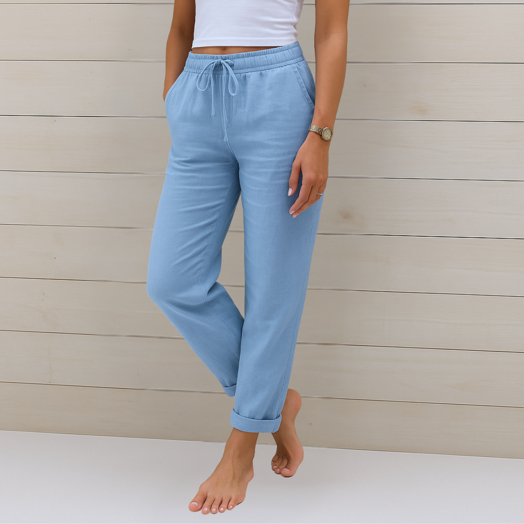 Maas & Mode® | comfortabele ademende linnen stretchbroek