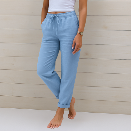Maas & Mode® | comfortabele ademende linnen stretchbroek