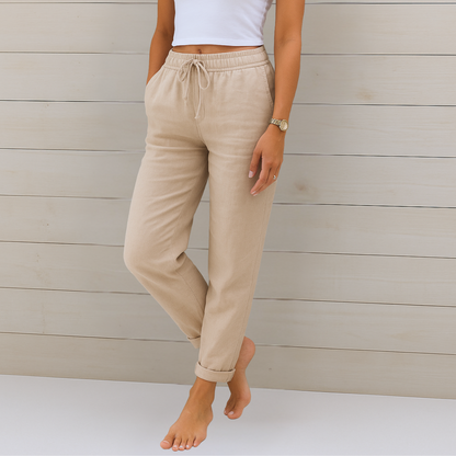 Maas & Mode® | comfortabele ademende linnen stretchbroek