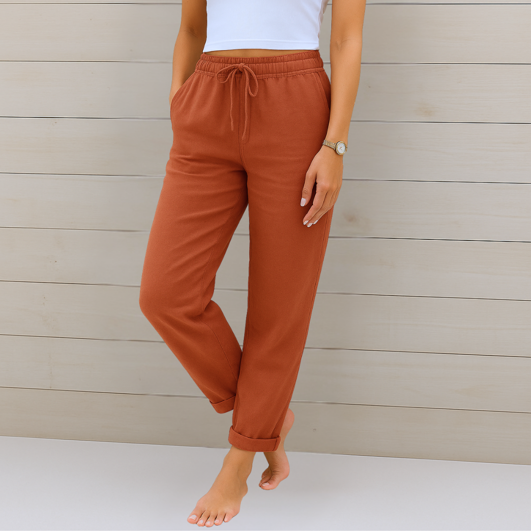 Maas & Mode® | comfortabele ademende linnen stretchbroek