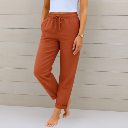 Maas & Mode® | comfortabele ademende linnen stretchbroek