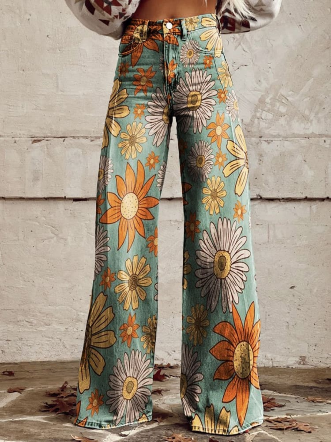Maas & Mode® | Vintage Bloemenpatroon Palazzo Broek