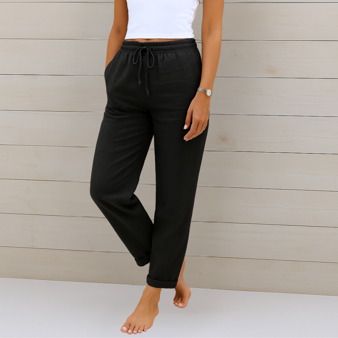 Maas & Mode® | comfortabele ademende linnen stretchbroek