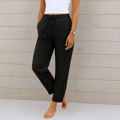 Maas & Mode® | comfortabele ademende linnen stretchbroek