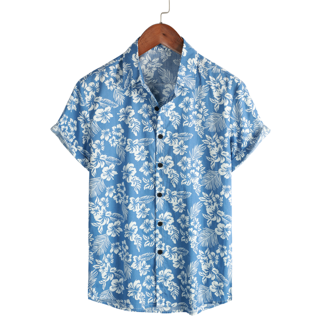 Maas & Mode® | Hawaïblouse met korte mouwen en bloemenpatroon