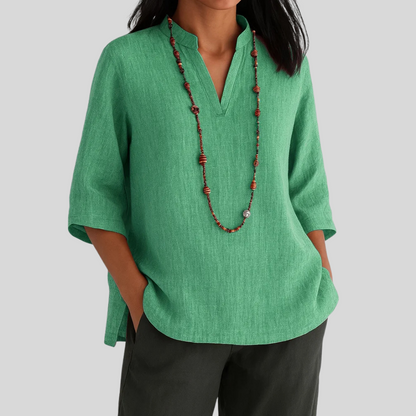 Maas & Mode® | Linnen blouse met relaxte elegantie