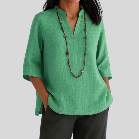 Maas & Mode® | Linnen blouse met relaxte elegantie