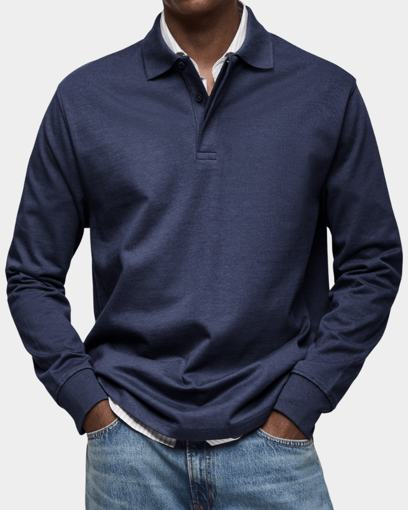 Maas & Mode® | Comfortabele Lange Mouw Polo voor de Lente