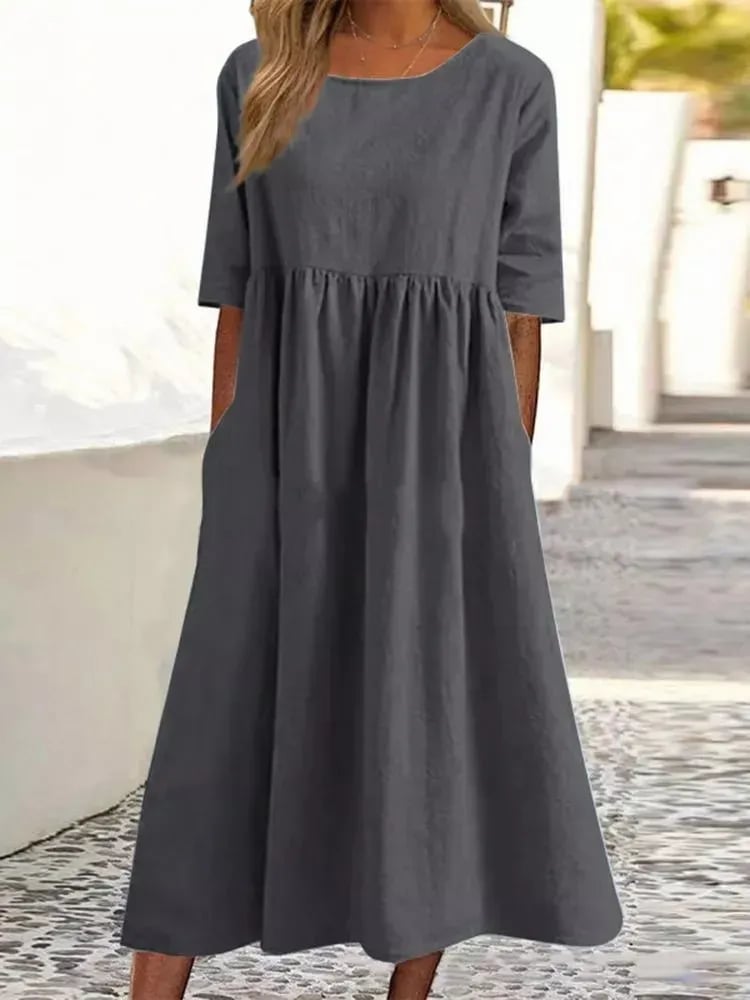 Maas & Mode® | Elegante dames jurk met Ronde Hals