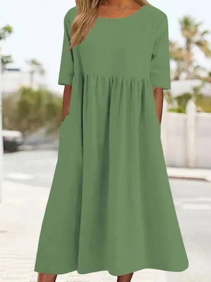 Maas & Mode® | Elegante dames jurk met Ronde Hals
