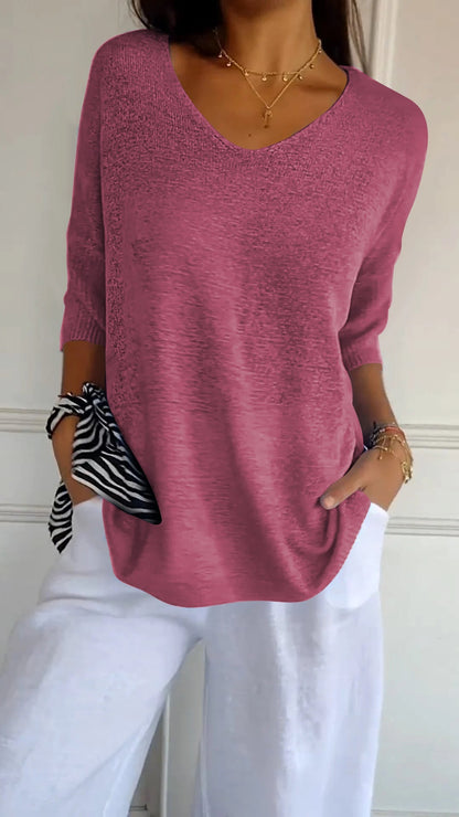Maas & Mode® | Gebreide top met V-hals