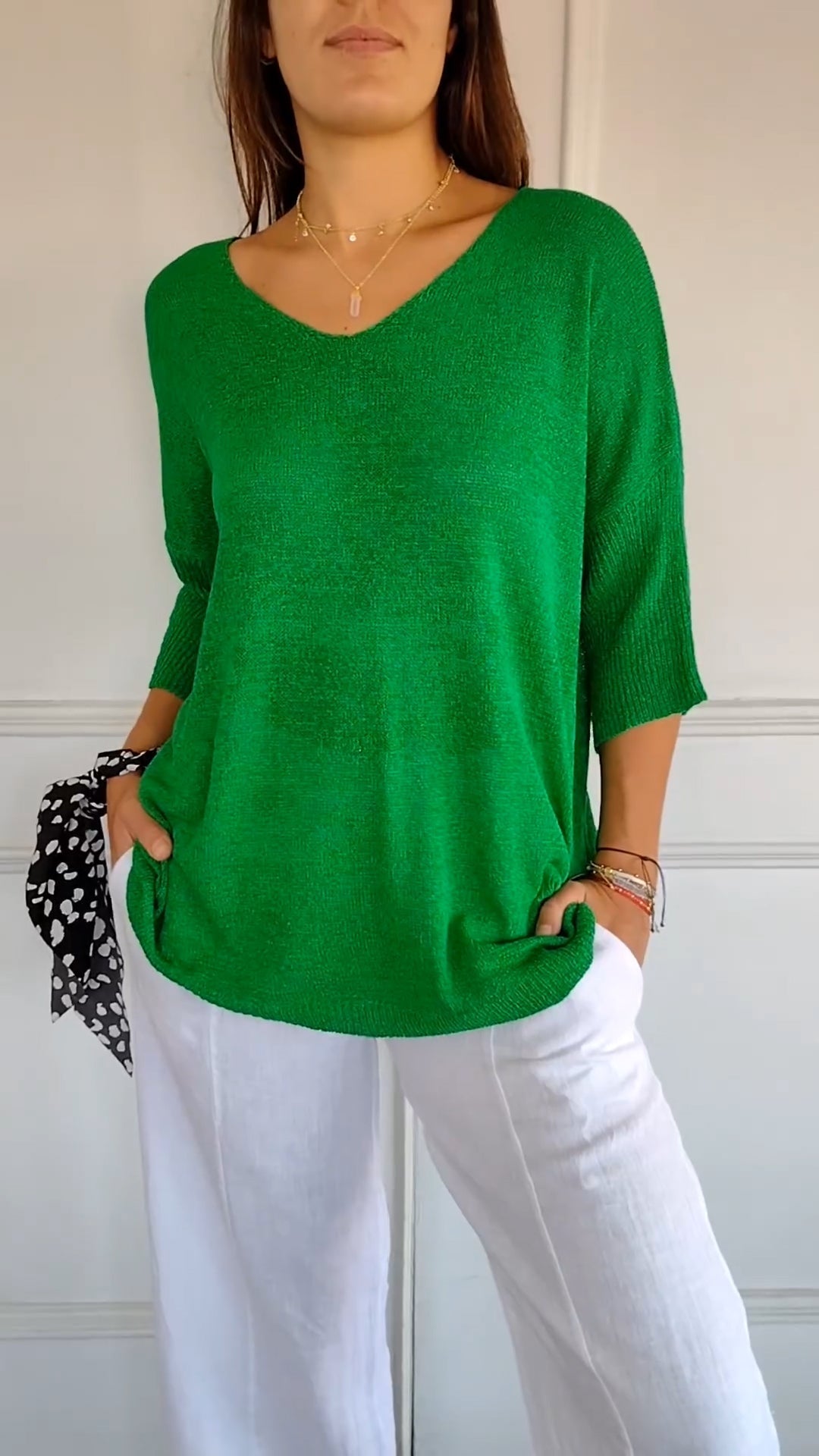 Maas & Mode® | Gebreide top met V-hals
