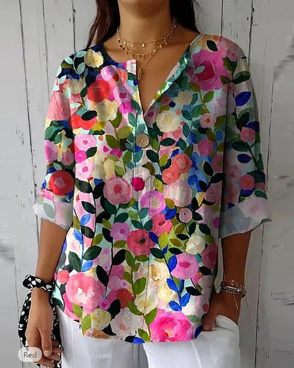 Maas & Mode® | Bloemige Vintage Blouse