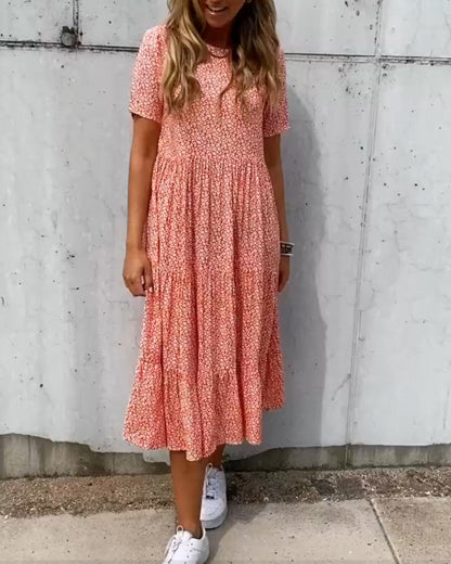 Maas & Mode® | Jurk met korte mouwen en bloemenprint