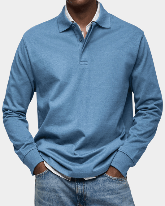 Maas & Mode® | Comfortabele Lange Mouw Polo voor de Lente