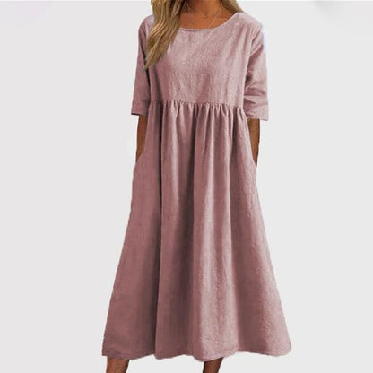Maas & Mode® | Elegante dames jurk met Ronde Hals