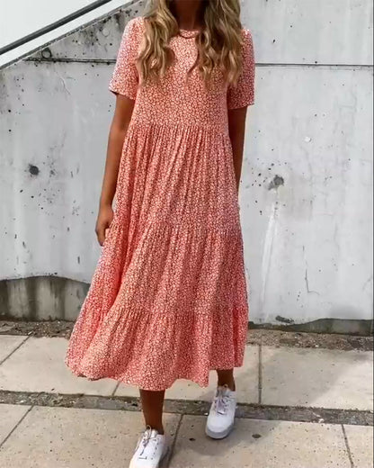 Maas & Mode® | Jurk met korte mouwen en bloemenprint