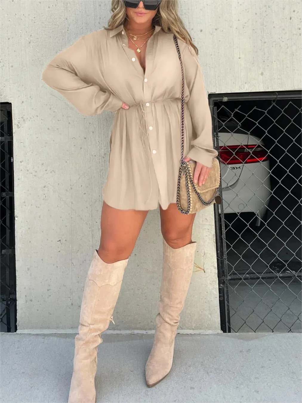 Maas & Mode® | Trendy Satijnen Romper Jurk