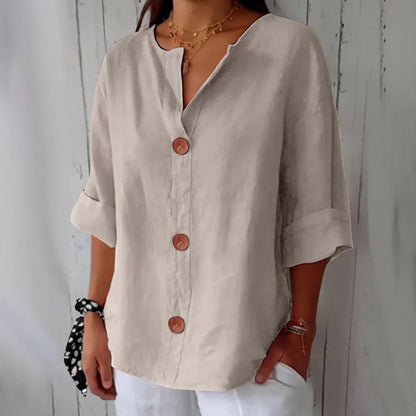 Maas & Mode® | Minimalistische Blouse met Verticale Structuur