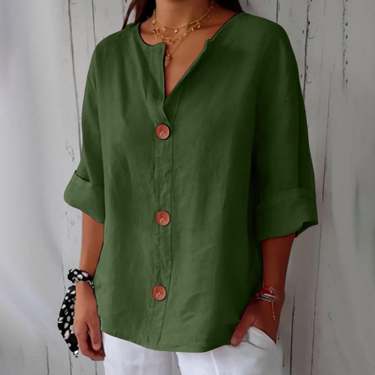 Maas & Mode® | Minimalistische Blouse met Verticale Structuur