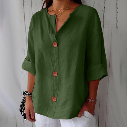 Maas & Mode® | Minimalistische Blouse met Verticale Structuur
