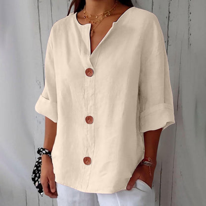 Maas & Mode® | Minimalistische Blouse met Verticale Structuur