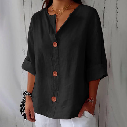 Maas & Mode® | Minimalistische Blouse met Verticale Structuur