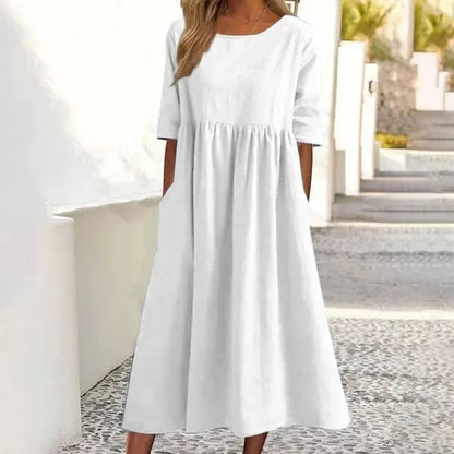 Maas & Mode® | Elegante dames jurk met Ronde Hals