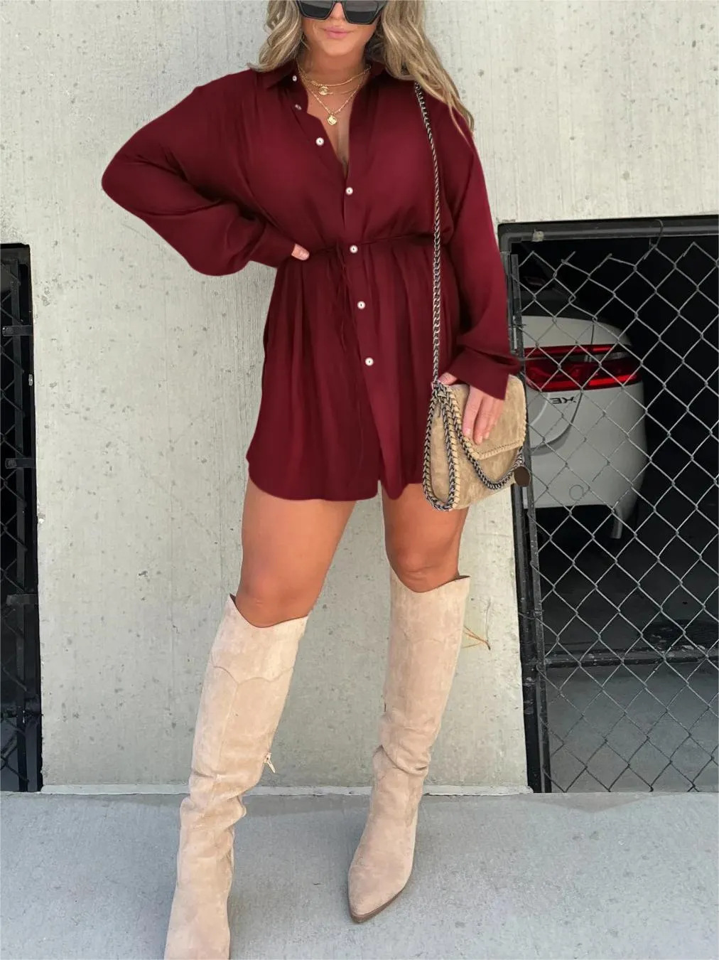 Maas & Mode® | Trendy Satijnen Romper Jurk