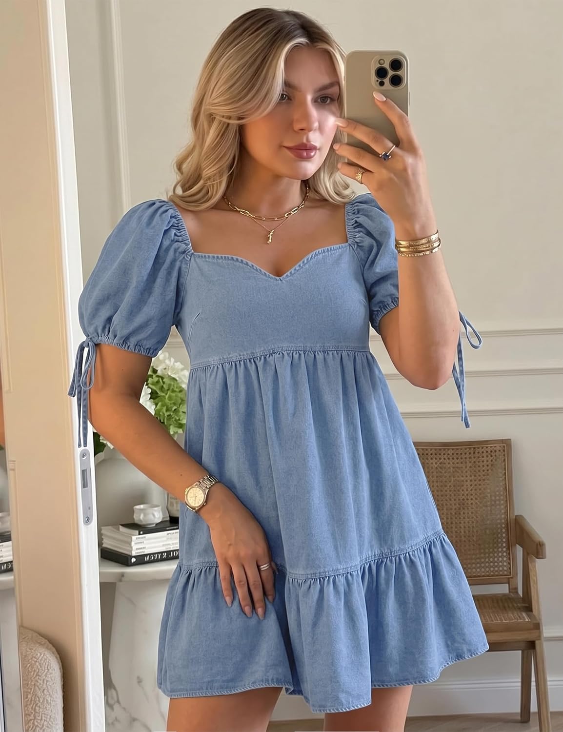 Maas & Mode® | Lara Puff Denim jurk