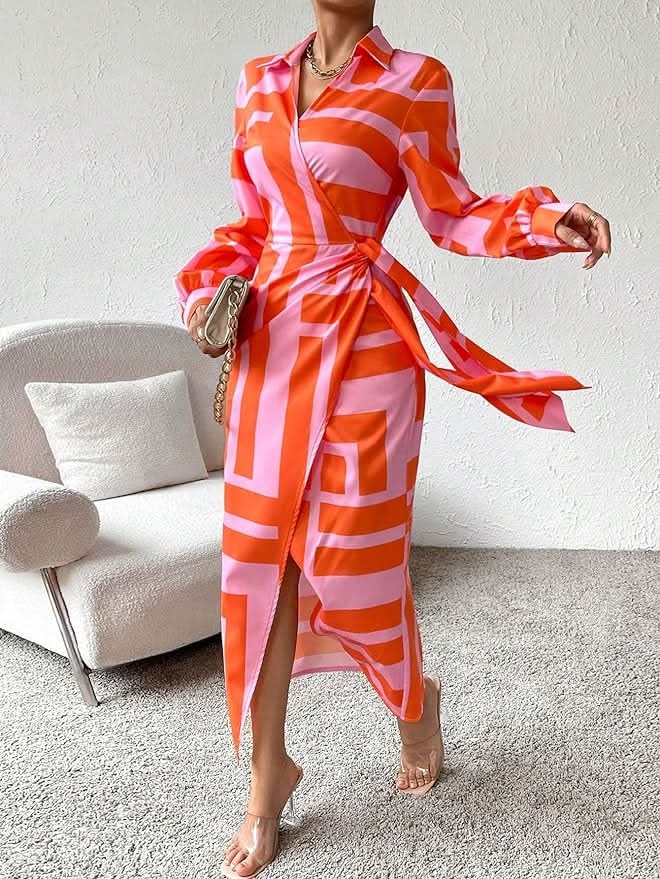 Maas & Mode® | Jurk met Wikkelprint
