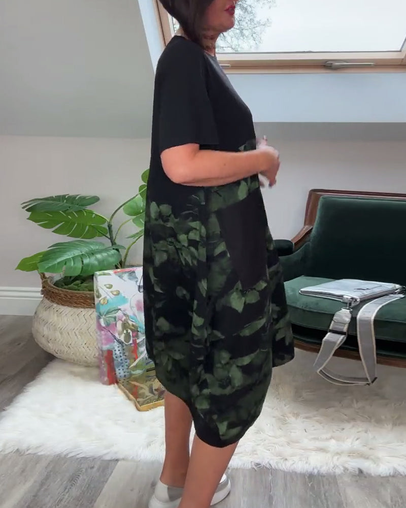 Maas & Mode® | Patchworkjurk met Ronde Halslijn en Bloemenprint
