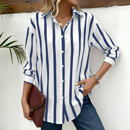 Maas & Mode® | Blouse met klassieke strepen en moderne elegantie
