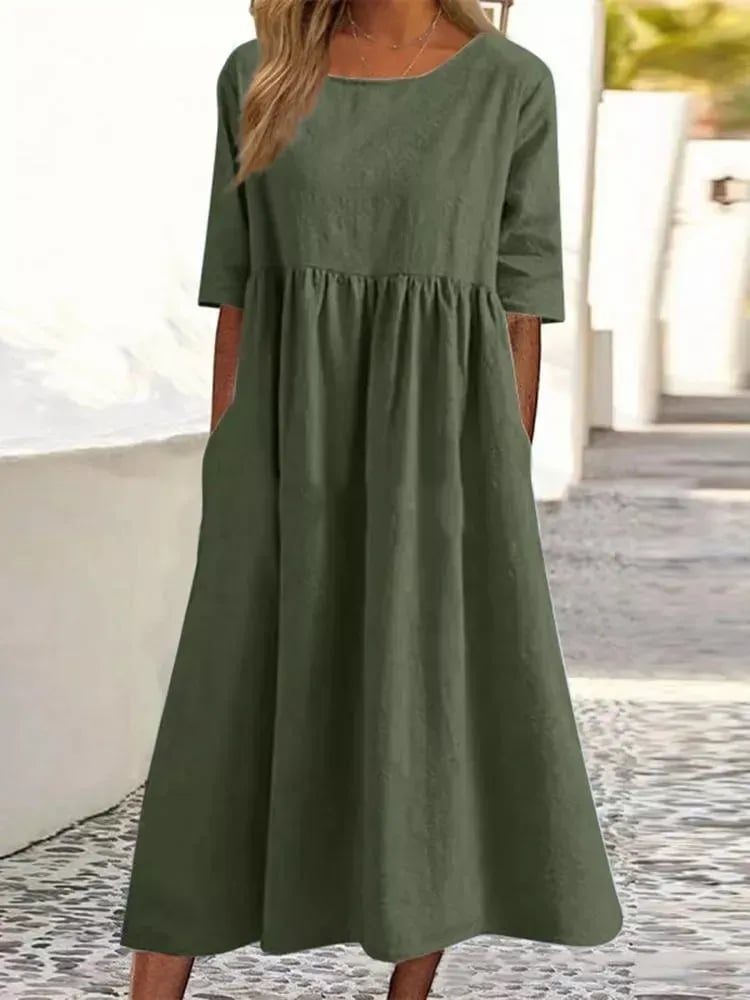 Maas & Mode® | Elegante dames jurk met Ronde Hals