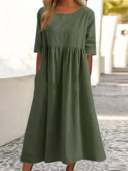 Maas & Mode® | Elegante dames jurk met Ronde Hals