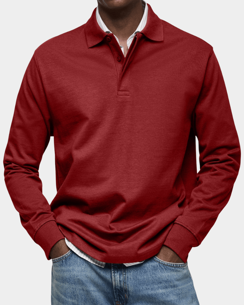 Maas & Mode® | Comfortabele Lange Mouw Polo voor de Lente