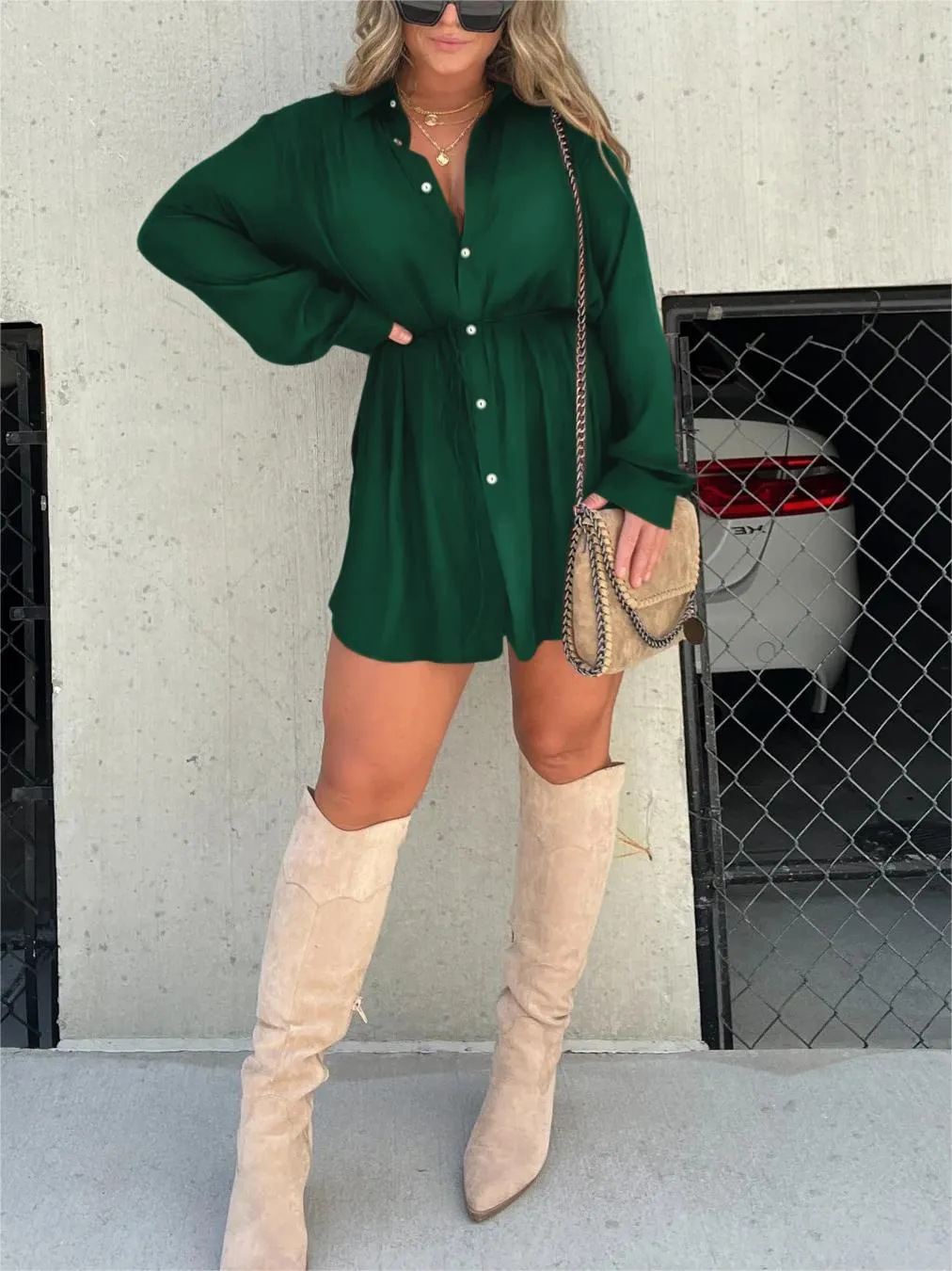 Maas & Mode® | Trendy Satijnen Romper Jurk