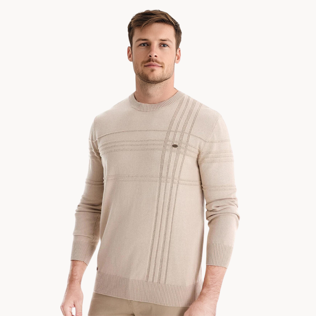 Maas & Mode® | Gestreepte Katoenen Trui voor Heren